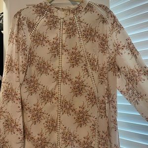 Floral White Long Sleeve Blouse